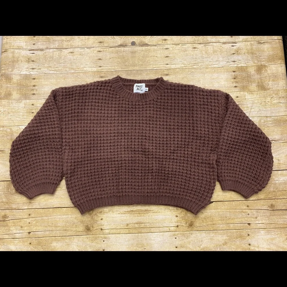 NWT Princes Polly KOBIE BALLON SLEEVE SWEATER BROWNsz S/M - Picture 6 of 6
